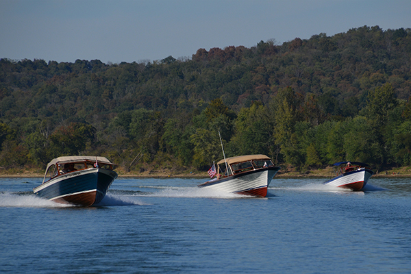 Boats cruising the river